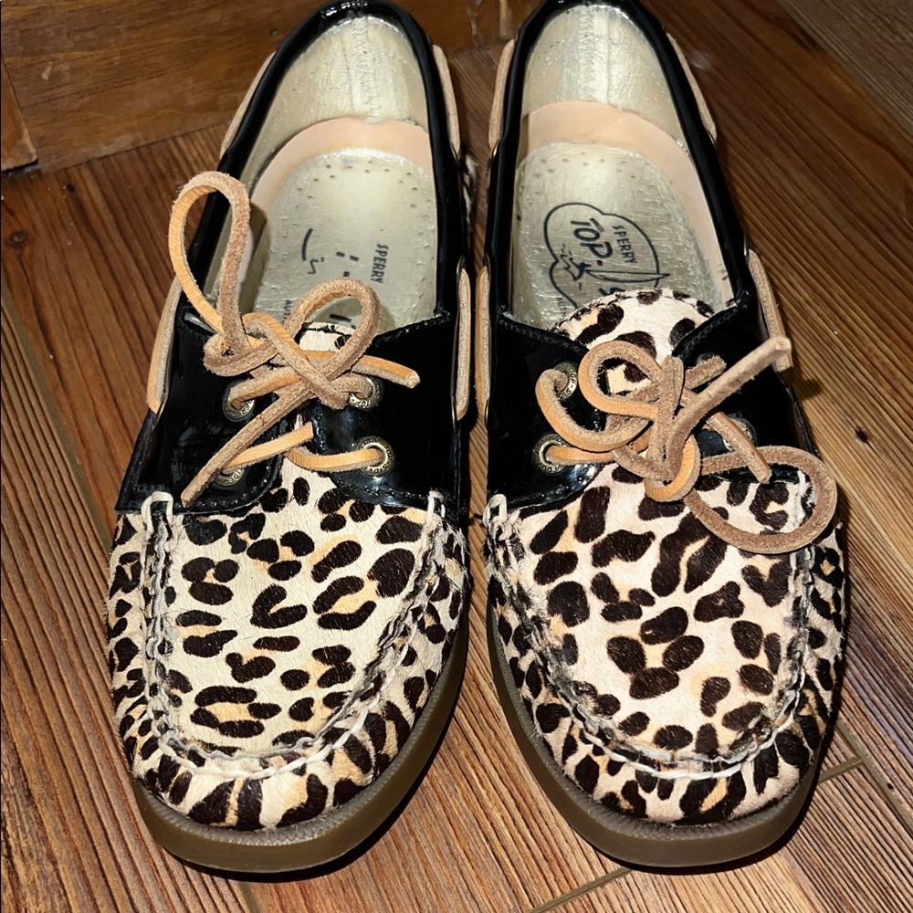 Sperry Leopard Print Flats with Black Accents